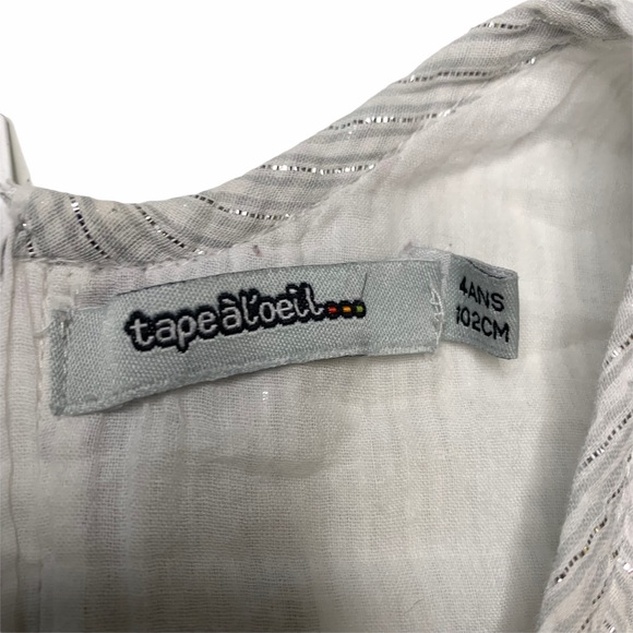 EUC Tape a l’œil 4y white shimmer silver dress - Picture 3 of 12
